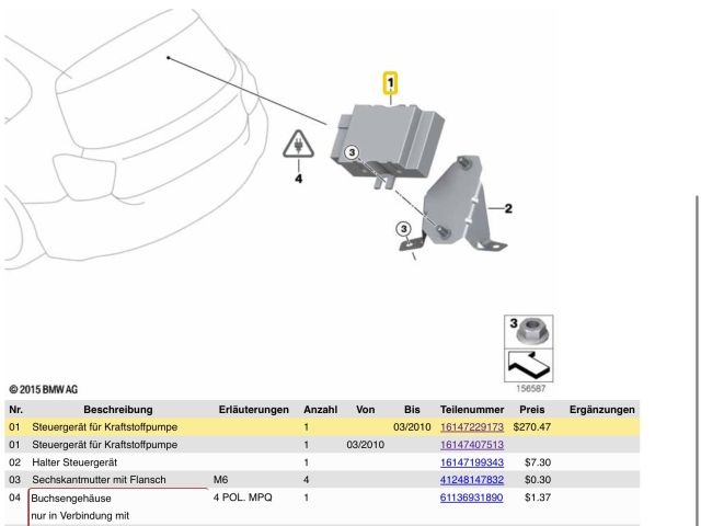 bontott BMW X6 Üzemanyag Szivattyú Relé