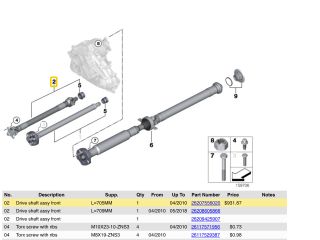 bontott BMW X6 Kardántengely