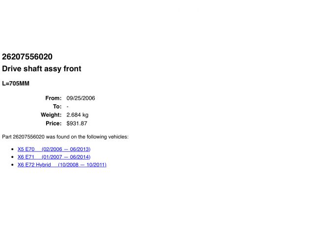 bontott BMW X6 Kardántengely