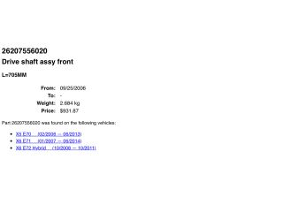 bontott BMW X6 Kardántengely