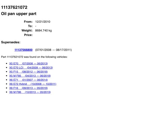 bontott BMW X6 Olajteknő