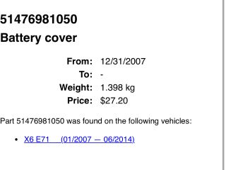 bontott BMW X6 Akkumulátor Fedél