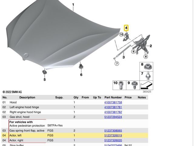 bontott BMW X6 Bal Gyalogosvédelmi Rendszer Mechanika
