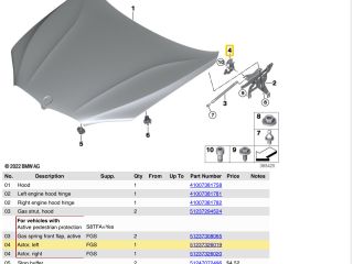bontott BMW X6 Bal Gyalogosvédelmi Rendszer Mechanika