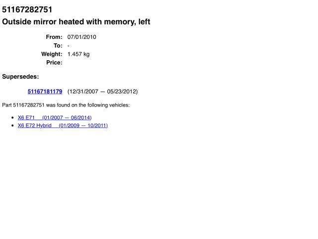 bontott BMW X6 Bal Visszapillantó Tükör (Elektromos)