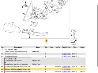 bontott BMW X6 Bal Visszapillantó Tükör (Elektromos)