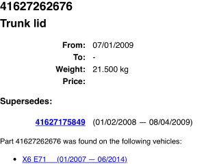 bontott BMW X6 Csomagtérajtó (Üres lemez)