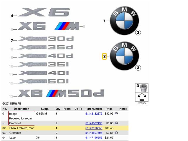 bontott BMW X6 Hátsó Embléma