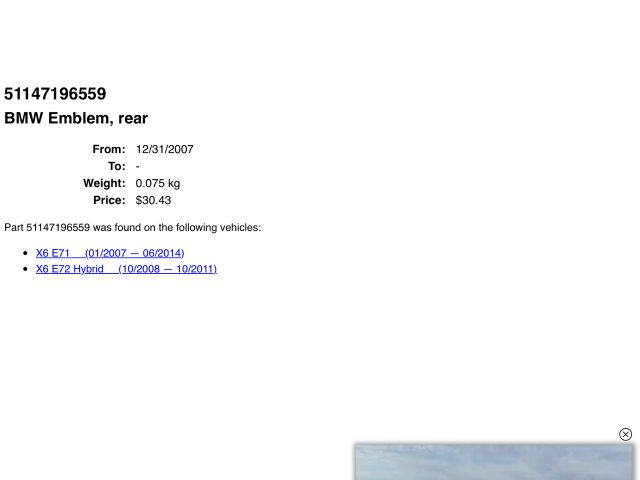 bontott BMW X6 Hátsó Embléma