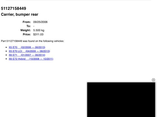 bontott BMW X6 Hátsó Lökhárító Merevítő (Fém)