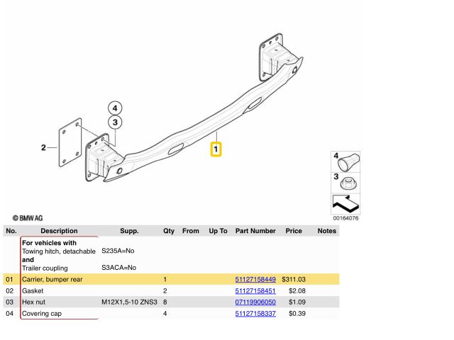 bontott BMW X6 Hátsó Lökhárító Merevítő (Fém)