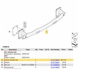 bontott BMW X6 Hátsó Lökhárító Merevítő (Fém)