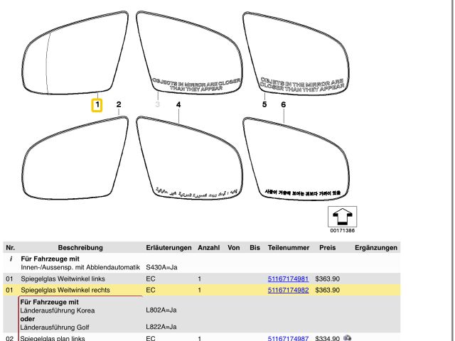 bontott BMW X6 Jobb Tükörlap