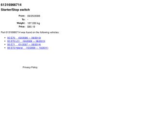 bontott BMW X6 Start / Stop Indító Gomb