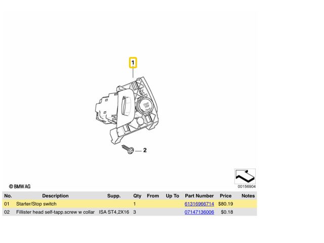 bontott BMW X6 Start / Stop Indító Gomb