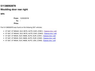 bontott BMW X7 Jobb hátsó Ajtó Díszléc