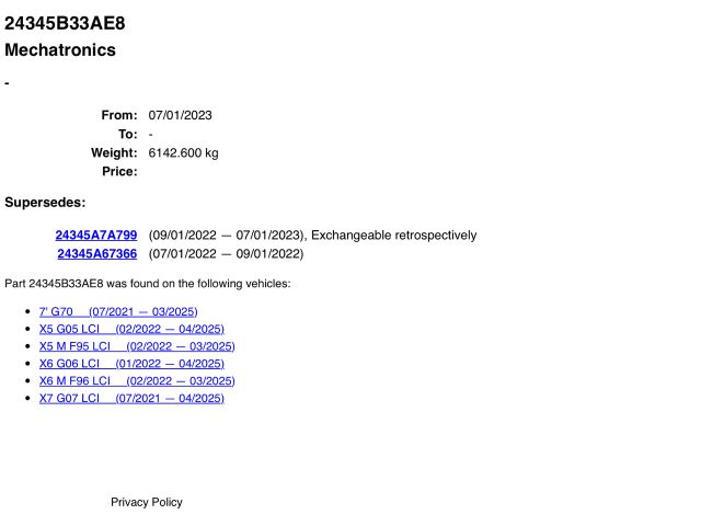 bontott BMW X7 Automata Váltó Elektronika