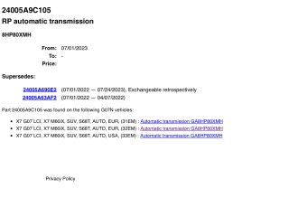 bontott BMW X7 Váltóház