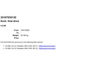 bontott BMW Z4 Hátsó Differenciálmű