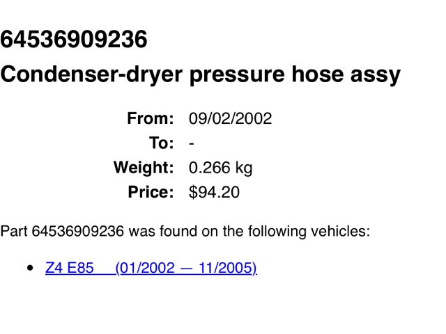 bontott BMW Z4 Klíma Cső