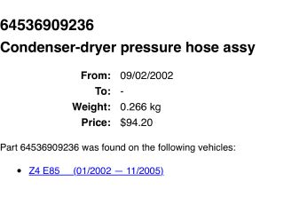 bontott BMW Z4 Klíma Cső