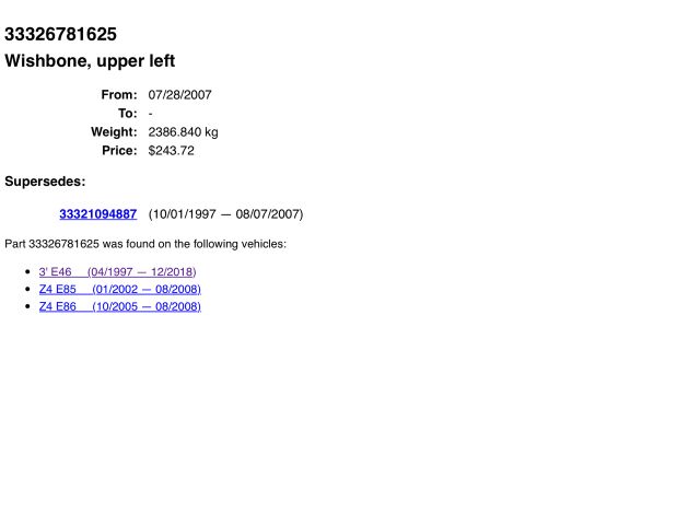 bontott BMW Z4 Bal hátsó Felső Lengőkar