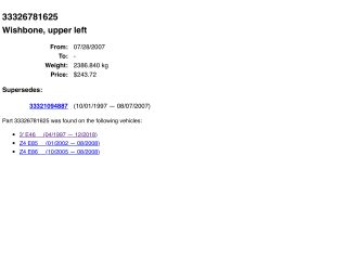 bontott BMW Z4 Bal hátsó Felső Lengőkar