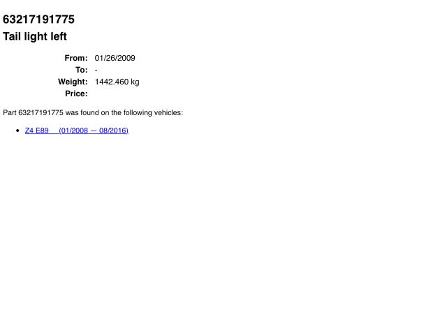 bontott BMW Z4 Bal Hátsó Lámpa