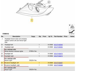bontott BMW Z4 Bal Xenon Fényszóró
