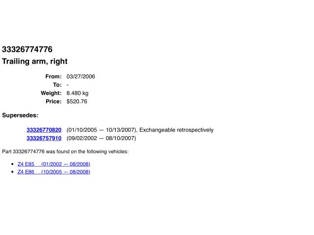 bontott BMW Z4 Jobb hátsó Csonkállvány Kerékaggyal