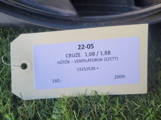 bontott CHEVROLET CRUZE Hűtő Ventilátor(ok), Radiátor(ok) Szett