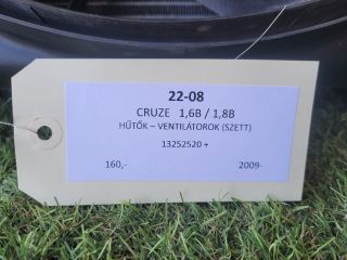 bontott CHEVROLET CRUZE Hűtő Ventilátor(ok), Radiátor(ok) Szett