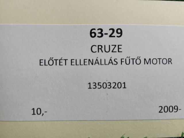 bontott CHEVROLET CRUZE Előtét Ellenállás Fűtőmotor