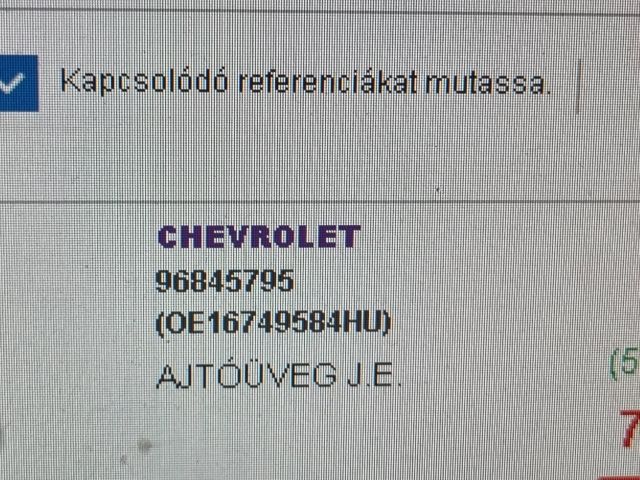 bontott CHEVROLET CRUZE Jobb első Ablak