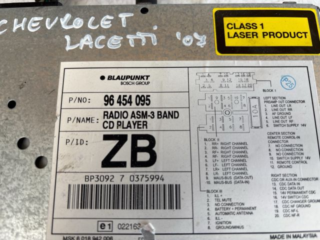 bontott CHEVROLET LACETTI Rádió / CD