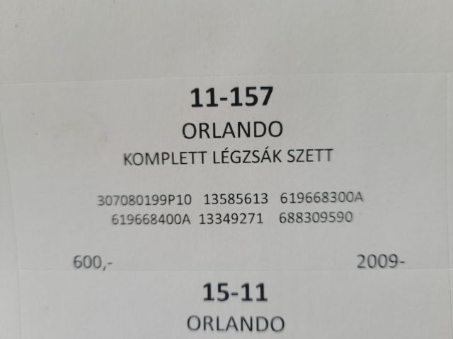 bontott CHEVROLET ORLANDO Komplett Légzsák Szett