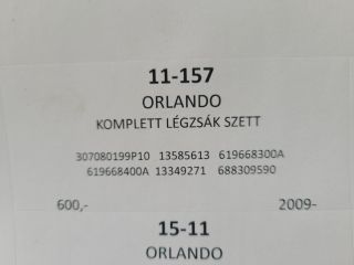 bontott CHEVROLET ORLANDO Komplett Légzsák Szett