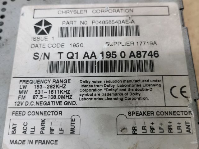 bontott CHRYSLER PT CRUISER Rádió / CD