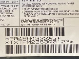 bontott CHRYSLER PT CRUISER Utasoldali Légzsák