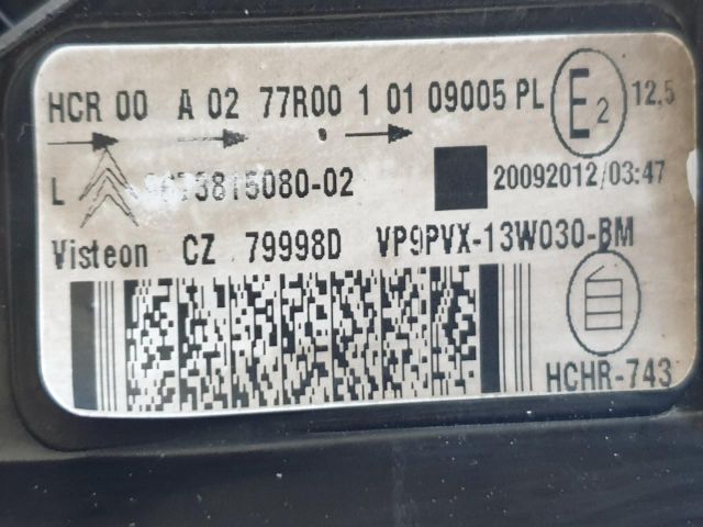 bontott CITROËN C3 Bal Fényszóró