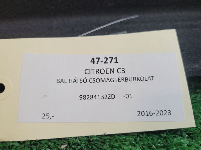 bontott CITROËN C3 III Bal hátsó Csomagtér Burkolat (Műanyag)