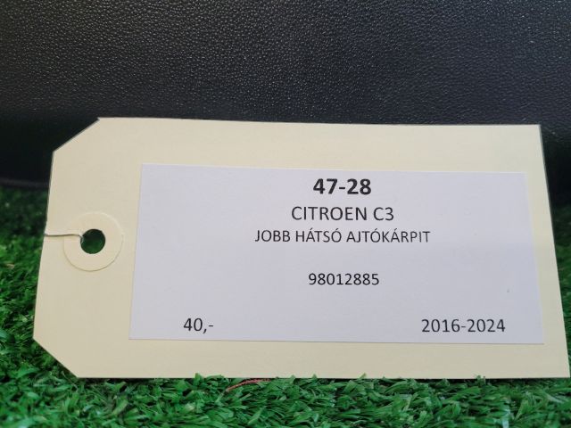 bontott CITROËN C3 III Jobb hátsó Ajtó Kárpit