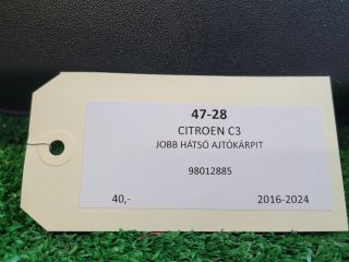 bontott CITROËN C3 III Jobb hátsó Ajtó Kárpit