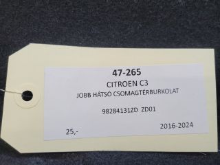 bontott CITROËN C3 III Jobb hátsó Csomagtér Burkolat (Műanyag)
