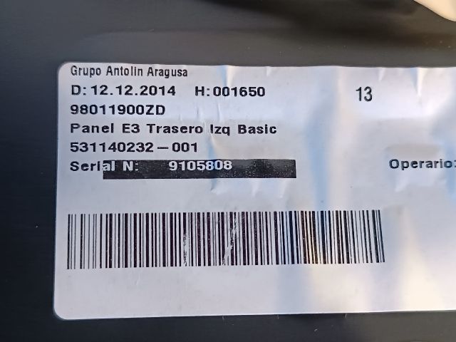 bontott CITROËN C4 CACTUS Bal hátsó Ajtó Kárpit