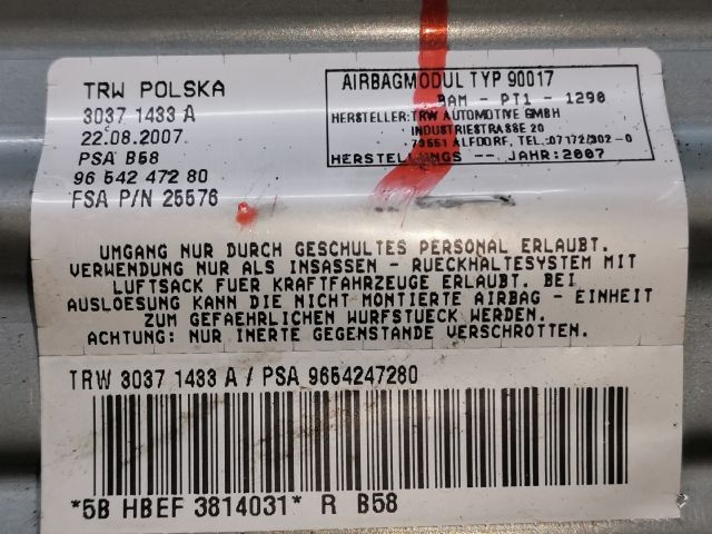 bontott CITROËN C4 PICASSO Utasoldali Légzsák