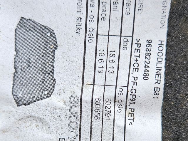 bontott CITROËN DS5 Motorháztető Szigetelés