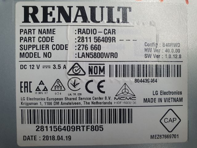 bontott DACIA DUSTER Navigációs Fejegység