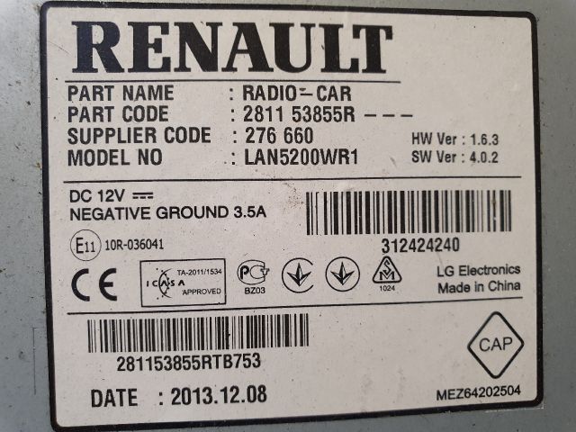 bontott DACIA LODGY Navigációs Fejegység