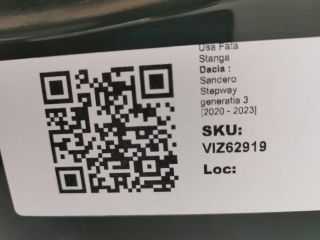 bontott DACIA SANDERO Bal első Ajtó (Üres lemez)